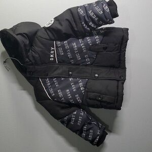 DKNY jacket boys 18T 18 months toddler black white puffer new york